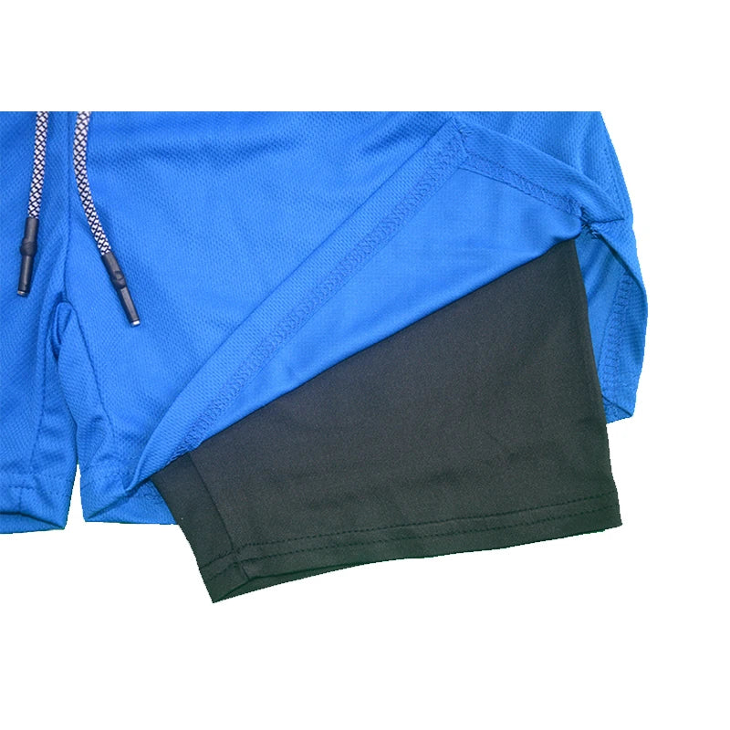 Men's Double Layer Fitness Shorts with Phone Pocket – Quick-Dry & Breathable - 3KDyn